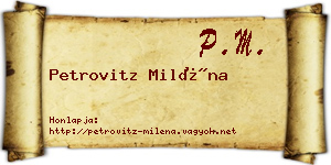Petrovitz Miléna névjegykártya